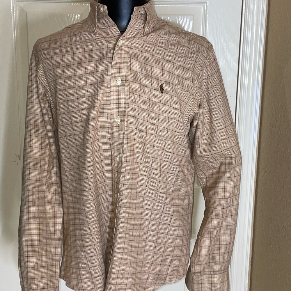 VTG Ralph Lauren Men's Custom Fit Twill Button Down Shirt Plaid Size M​​​​​ - Picture 6 of 10